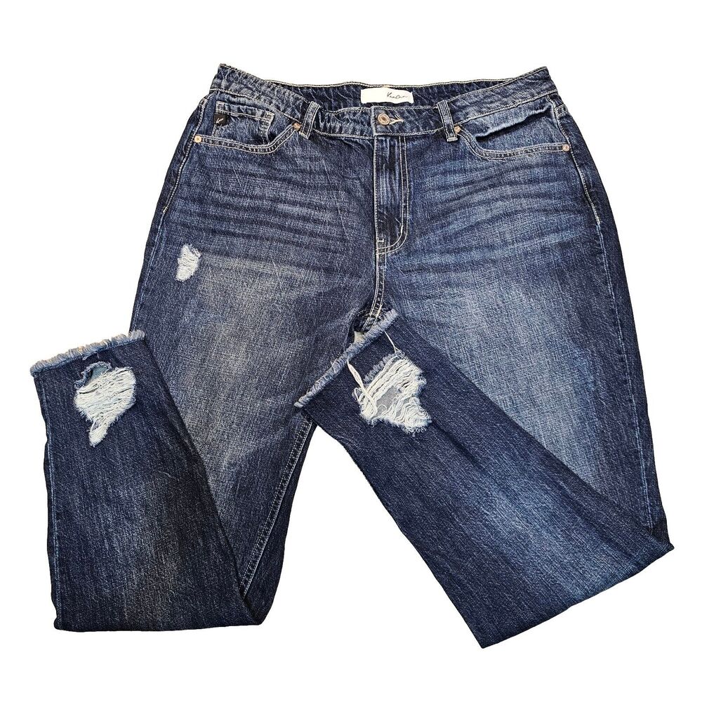 KanCan Jeans 13x30 Mount Pleasant High Rise Boyfriend Stretch Whiskered Raw Hem